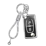 Yumzeco Compatible avec Peugeot Citroen Coque Clé Voiture 2 Boutons, 207 307 308 407 408 C2 C3 C4 C5 C6 C8 Silicone TPU Clé de Voiture avec Lanière Brillante Noir