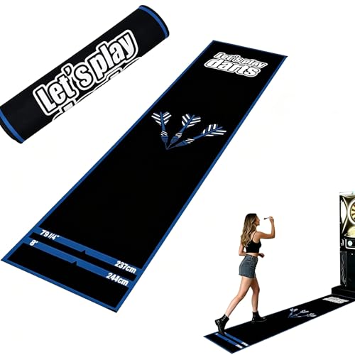 Professional Darts Throw Line Mat 102 x 23.6 Inch Dual Standard Oche Marked Floor Mat for Steel Tip & Soft Tip Darts Non-Slip Roll-Up Dart Game Accessory for Home & Tournament Use