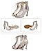 Women Latin Dance Shoes Rhinestone Party Lace-Up High Heels Beige 10CM 39 (24.5CM)