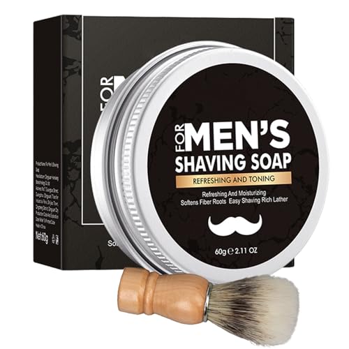 Shaving Soap for Men with Brush Smoothest Wet Mens Shaving Cream & Foam Kit Gift for Dad Husband Boyfriend Travel Size Wet Shave Cream with Smooth Lather for Close Shave
