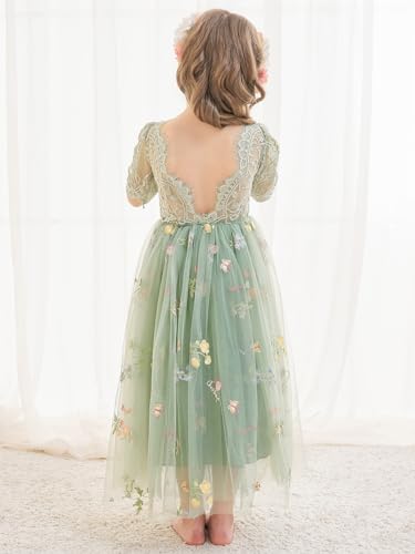 Flower Girl Dress Floral Embroidered Tulle/Lace Dresses for Wedding Garden Party Girl's Fairy Dresses3