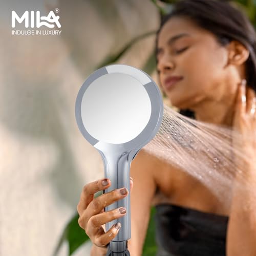 Image of Mila Cliq 4-Function Hand Shower | Rain, Mist, Massage, Mixed Spray Modes | Chrome Finish |ModernDesign | Includes Hose (1.5m), Bracket & Installation Kit (Φ120mm)