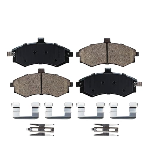 Image of Detroit Axle - 4 Lugs Front Brake Kit for 1999-2001 Hyundai Tiburon | Drilled & Slotted Disc Brake Rotors Ceramic Brake Pads Replacement 10.12'' inch Rotors