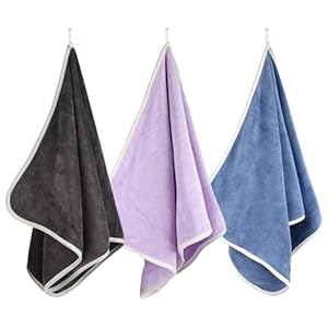 3 Pack Microfiber Gym Towels (14.2″ x 30″), Super Soft, Quick Drying, Absorbent Towel for Fitness, Yoga, Swimming, Sports, Workout, Skin-Friendly for Women Men (Grey/Blue/Purple)