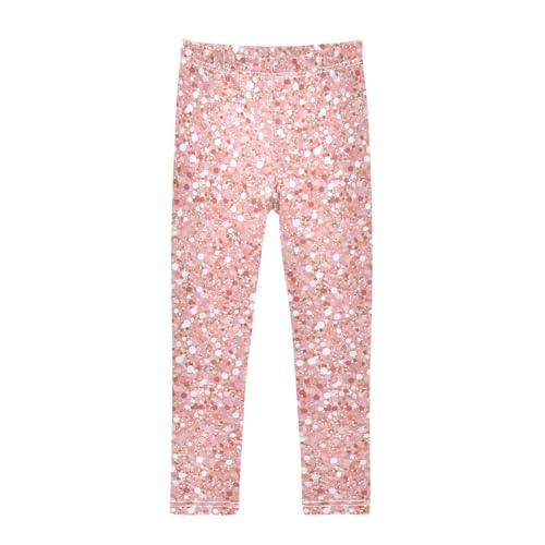 KLL Rose Gold Pink Glitter Toddler Girls Athletic Leggings Stretchy Full Length Sweatpants Exercise