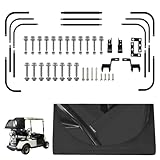 ユニバーサルリアバッグレインカバーキット、スプリットゴルフカートリアレインカバーキット、ほとんどの2人乗りクラブカーEZGOヤマハゴルフカートに適しています - ブラック