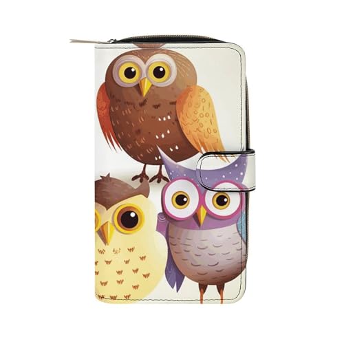 GHBNK Women's Leather Wallet Long Wallet for Men Owls Birds Wristlet Wallets with 12 Card Holde