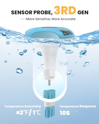 Image of BALDR Floating Pool Thermometer, Solar Powered Pool Thermometer, Easy-to-Read /Use