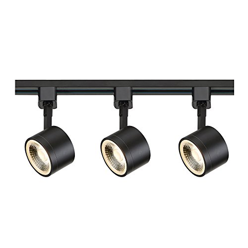 Luz de pista redonda de 36 W 3 LED, 3 pulgadas de ancho por 2.88 pulgadas de alto, acabado negro, 3000 K 3
