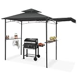 tectake® Gazebo per Barbecue 316 x 150 x 250 cm, Gazebo Esterno Resistente alle intemperie, Telo Impermeabile Protezione UV, Doppio Tetto Antivento, 2 Ripiani, Apribottiglie Integrato - Antracite