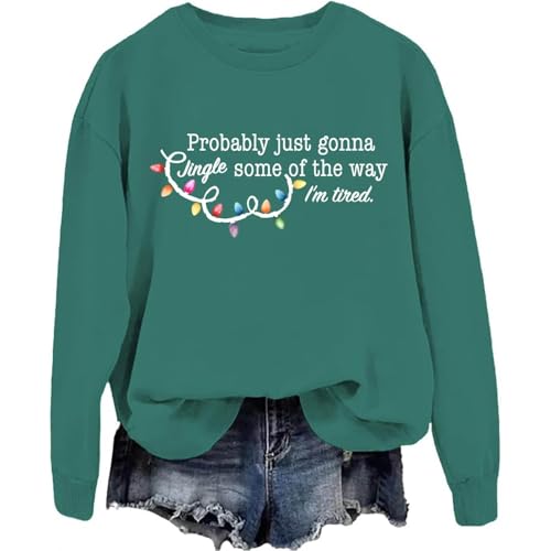 Sudadera con Cuello Y Manga Larga Estampada Informal Deportiva para Vacaciones Ropa Festiva Ropa Urbana Cómoda (Green XXL)