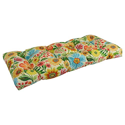 Blazing Needles Outdoor 42-inch by 19-inch Squared Loveseat Cushion, 42" x 19", Gregoire Chamomile, 1 Count