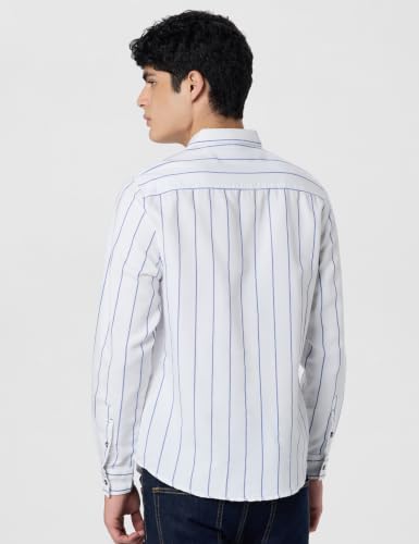 Image of The Indian Garage Co Men Regular Fit Striped Full Sleeves Cutaway Collar Casual Shirt