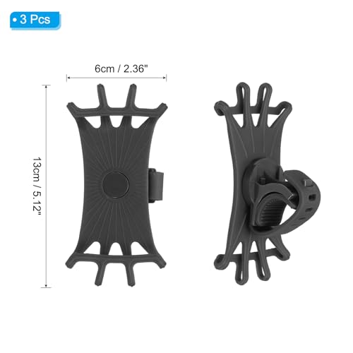 Image of PATIKIL 3Pcs Bike Phone Mount, 360 Rotation Silicone Motorcycle Phone Holder for 3 inch- 6.5 inch Phones Adjustable Phone Mount for Motorcycle Bicycle Electric Scooter, Black