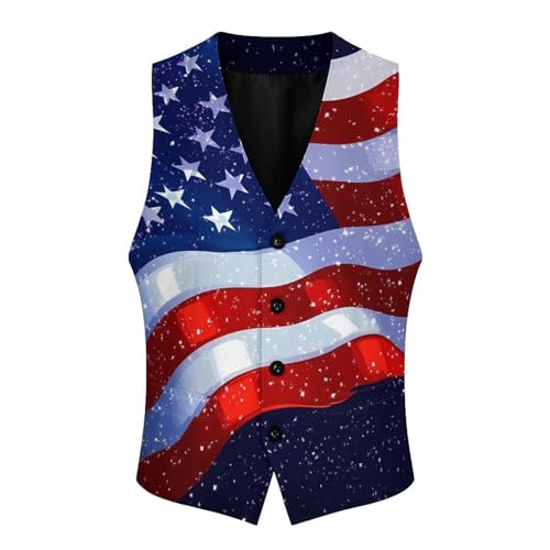 State US Flag Men's Suit Vests Business Formal Dress Vest V-Neck Waistcoat for Wedding Casual4
