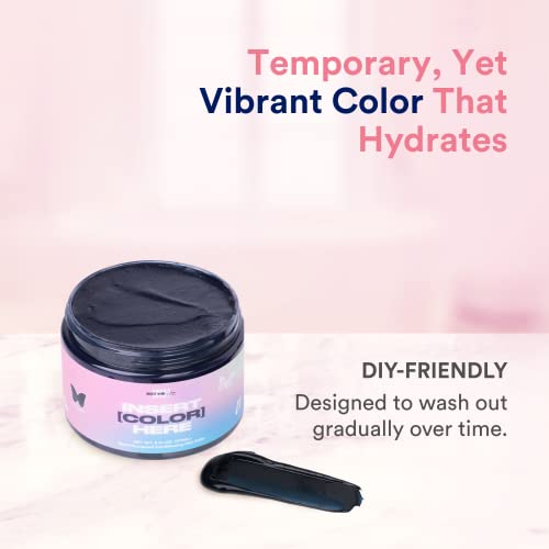 Inh Semi Permanent Hair Color Blue Black Lava, Color Depositing Conditioner, Temporary Hair Dye, Tint Conditioning Hair Mask, Safe, Blue Black Hair Dye - 6Oz #TOP2