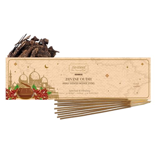 Image of NYASSA Highly Scented Divine Oud Agarbatti /Incense Sticks - 50g, Oudh Fragrance, Charcoal-Free Agarbatti for Pooja, Meditation, Home Freshness & Positive, Energy, Perfect for Special Occasions