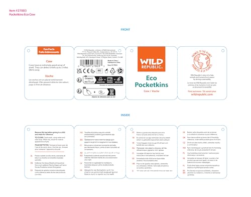 Wild Republic Pocketkins Eco Cow, Stuffed Animal, 5 Inches, Plush Toy, Made from Recycled Materials, Eco Friendly - Image 2