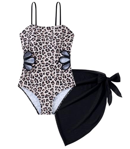 Image of Girls One Piece Swimsuit Bathing Suit with Cover Up Size 7-16
