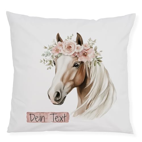 GRAZDesign Kissen Pferd &ndash; Kissenbezug personalisiert Geschenk f&uuml;r Pferdeliebhaber & Reiterin &ndash; Kuschelkissen, Sitzkissen, Wichtelgeschenk