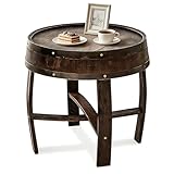 HamRoRung Whiskey Barrel Table, Rustic Wine Barrel End Table, Handcrafted Round Wooden Bourbon Coffee Desk for Vintage Wine Bar and Home Décor
