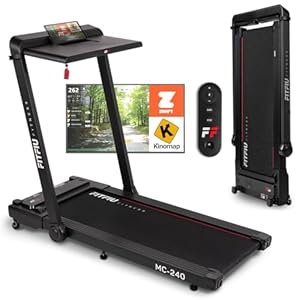 FITFIU Fitness MC-240 Loopband, opvouwbaar, met houder voor pc, snelheid instelbaar tot 16 km/u, app-connectiviteit, handmatige helling, maximaal vermogen 1875 W, max. gewicht 120 kg