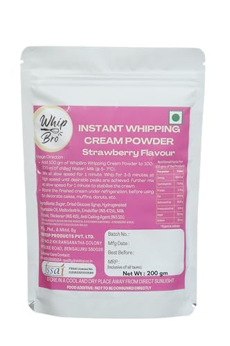 Image of WhipBro Whipping Cream Powder | Strawberry Flavour | Baking & Dessert Use (200 g)