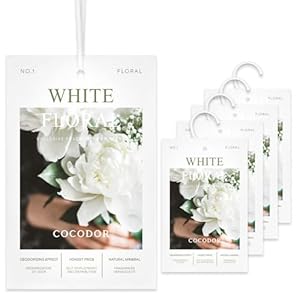 COCODOR 10 Packs White Floral Scented Sachets/Air Freshener Sachets Bags for Drawers, Closet, Cars, Long-Lasting Deodorizers Fresh Scents, Home Fragrance