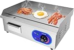 TAIMIKO Electric Griddle Flat Hotplate Commercial Countertop BBQ Grill Stainless Steel Nonstick Barbecue,8mm Cooking surface thick 220-240V (22 inch)
