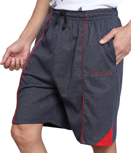 Image of Particle Men's Plus Size Hosiery Corduroy Cotton Bermuda Shorts | 230 GSM Ribbed Fabric | Big Size Casual Half Pants with Pockets for Walking, Gym & Lounge (XL-5XL)