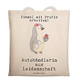 Mr. & Mrs. Panda Schultertasche Autohändlerin Leidenschaft - Geschenk, Autohandel, Beruf, Strandtasche, Stofftasche, Umhängetasche, Witzig, Schultasche, umhängebeutel, Spruch, Lustig, Einkaufstasche
