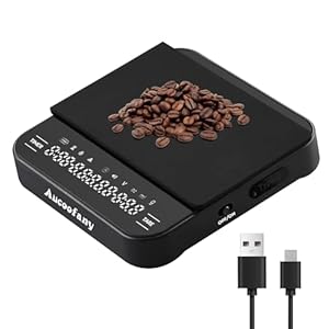 Mini Coffee Scale with Timer,Aucoofany Rechargeable Espresso Scale Espresso,2kg/0.1g Accurate Scale for Espresso and Pour Over Coffee,Portable Digital Coffee Kitchen Scale with Auto Timer