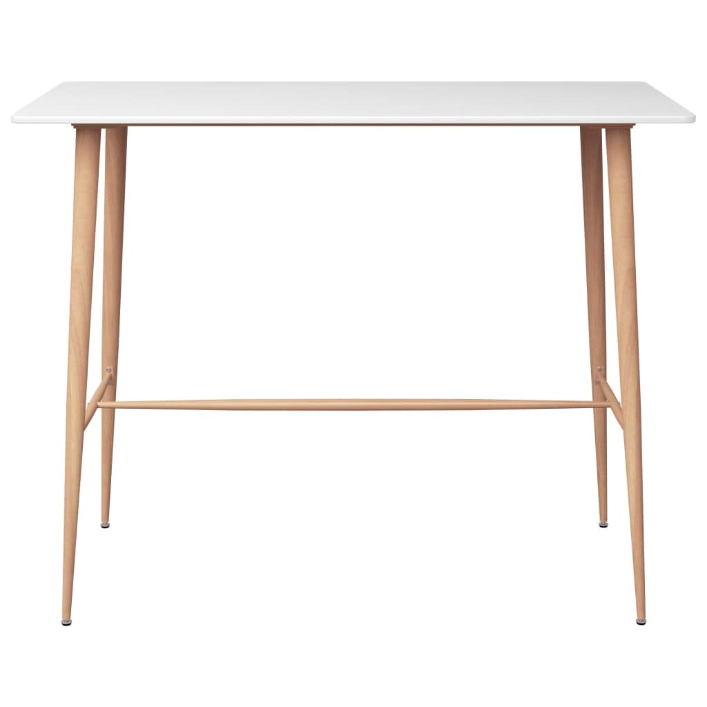 Moderno juego de bar con mesa de MDF y patas de metal en 5 piezas, color blanco y negro
