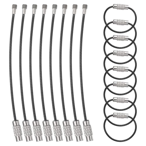 QUARKZMAN 15 Piezas De Llavero, Anillos De Alambre De Acero Inoxidable De 3.15 Pulgadas, Portallaves De Alambre Para Colgar Etiquetas De Equipaje, Llaves, Etiquetas De Identificación, Negro