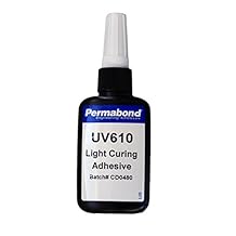 Permabond UV610 UV-Curable Adhesive, Glass and Metal Bonding, Translucent, Fast Setting