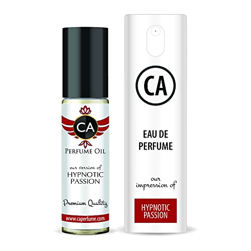 CA Perfume Impression of Hypnotic Passion For Women Eau de Parfum Refillable Bottle Atomizer Sprayer + Fragrance Body Oils Long Lasting Sample Travel Size Roll-On (0.3 Fl Oz/10 ml)