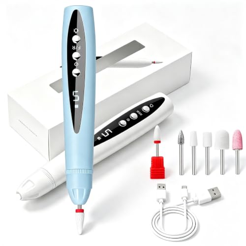 2-in-1 Electric Nail Drill with UV Gel Light – Portable Manicure Pedicure Kit | 2-in-1 Electric Nail File &amp; UV LED Nail Drill | Nail Clipper, Adjustable Speed Home Nail Care Tool，Blue
