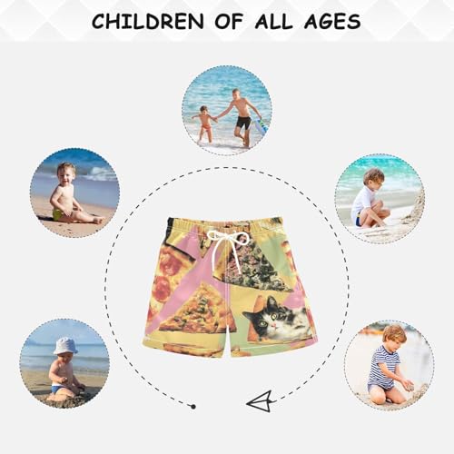 Boys Swim Trunks Funny Pizza Cats Toddler Swim Shorts Beach Board Shorts Swimsuit 5