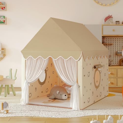 JOGIO キッズテント 子供テント 室内遊具 室内?篷 お庭で遊園地気分 子供用ティピーテント 睡眠テント 室内用 屋内用テント 簡単に組立 ポータブル 秘密基地 室内遊具 軽量 通気性 家庭保育園幼稚園に適用 お誕生日&クリスマスプレゼント 窓とドアの