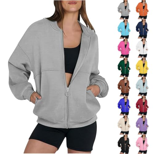 Womens Zip Up Sweatshirt Jacket Stand Collar Casual Coat With Pockets Fall - image 1