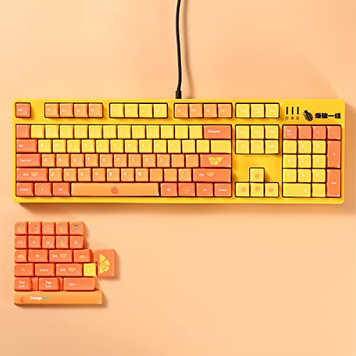 Geeksocial (Only Keycaps) 104+23 Yellow XDA Keycaps Set PBT Dye Dye-subbed ANSI ISO Layout Compatible GK61 64 68 84 87 104 108 Mechanical Keyboards (Summer Orange)