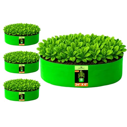 Image of Kingwell grow bags 24x6 inch pack of 4 Grow Bag For Terrace Garden Leafy Vegetable Plant Grow Bags Fruits Growing Containers For terrace Gardening