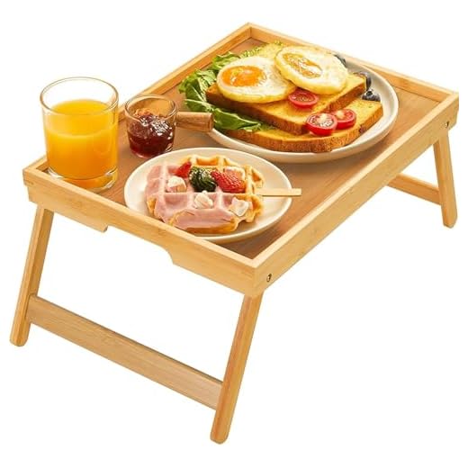 Bamboo Bed Tray Table With Foldable Legs, Breakfast Tray for Sofa, Bed, Eating, Working, Used As Laptop Desk Snack Tray By Pipishell