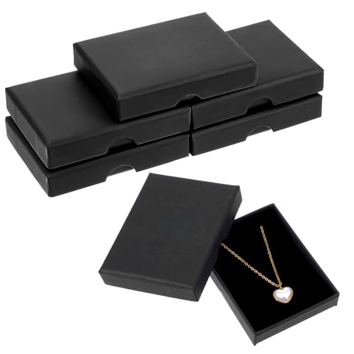 5 Pack Small Gift Box Cardboard Black Jewelry Gift Boxes 2.75x3.54x0.63inch Bracelets Box For Bracelets Earrings Necklaces Rings Packaging Display Boxes With Foam Inserts Pendant Storage