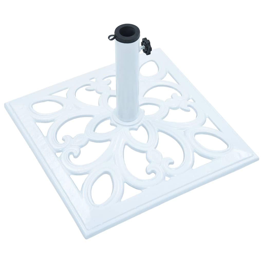 Supporto per ombrellone bianco, in ghisa, 12 kg, peso 49 cm, altezza 49 cm, con adattatore per aste da 35-48 mm, per balcone, terrazza, giardino, cortile, patio