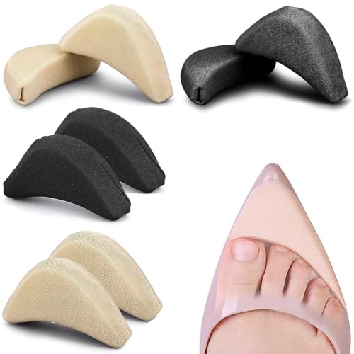 JEYORZY 4 Pares Relleno De Zapatos Zapatos Con TacóN De Esponja, Plantillas Para Reducir Talla, Reducir Talla Zapato, Para Zapatos Demasiado Grandes, Negro Y Beige