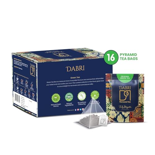 Image of Dabri Detox Green Tea 32 Pyramid Dip Tea Bags Combo |Pack of 2 x 16 Tea Bags Each |Fresh Natural flavoured green tea for good health |Rich with Anti-Oxidants |Immunity Booster, Used to Reduces Waist