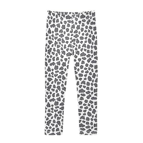 senya Girls Printed Leggings Yoga Pants Black and White Leopard for Kids in 4t to 10 Years, 4T