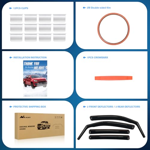 Image of Nilight in-Channel Window Rain Guards for Honda Passport 2019-2025, 4PCS
