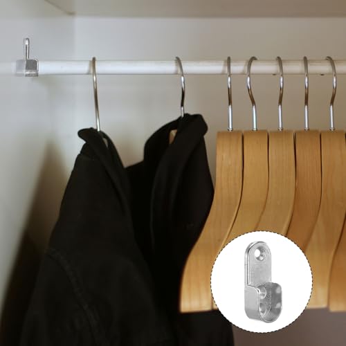 4 Stück Kleiderstangenhalter mit 12 Schrauben, Kleiderstangen Halterung Schrank, Kleiderstangenhalterungen aus Metall für Ovale Stangen, für Kleiderstangenschränke